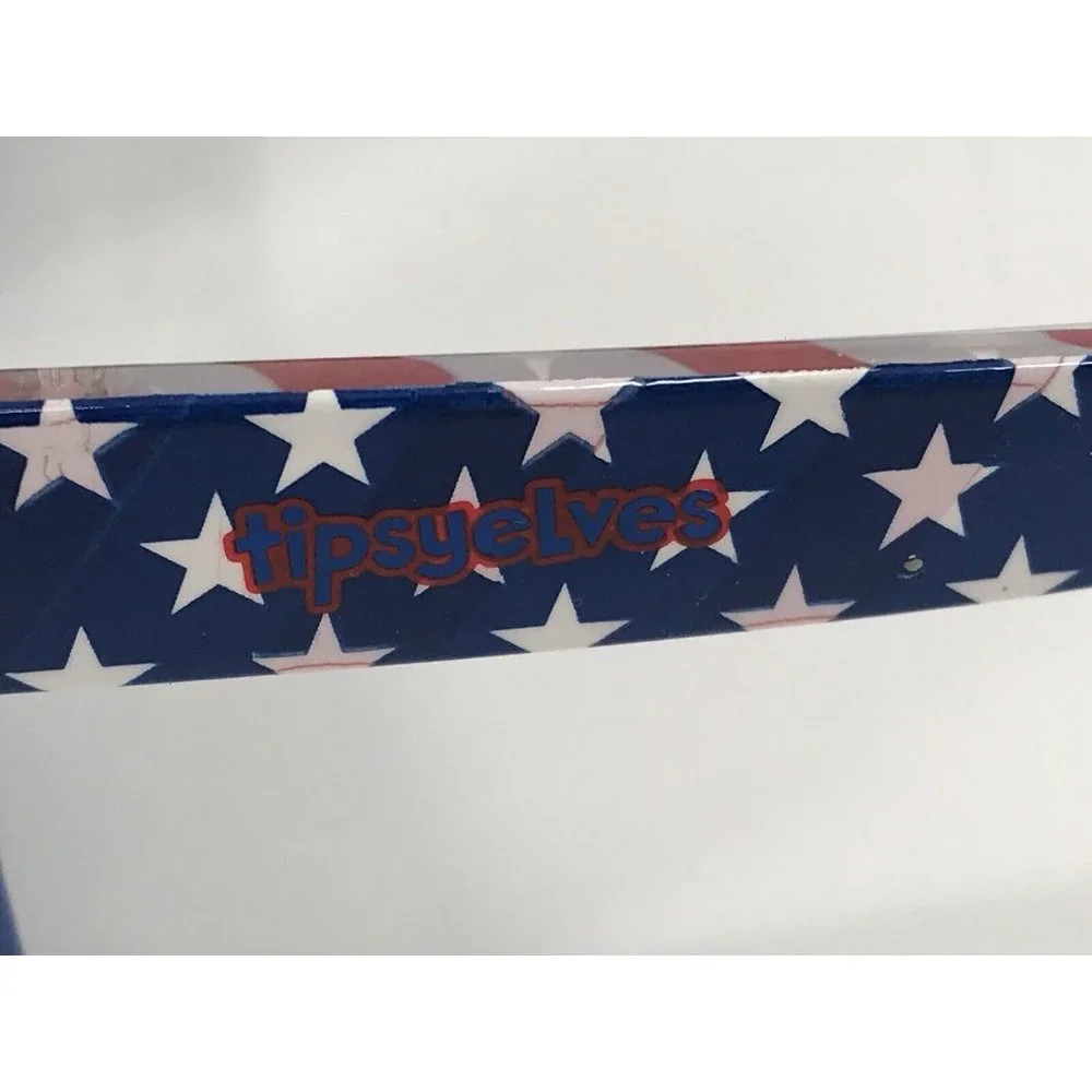 Tipsy Elves Sunglasses Star Spangled With Case Red White Blue Stars‎ Stripes USA